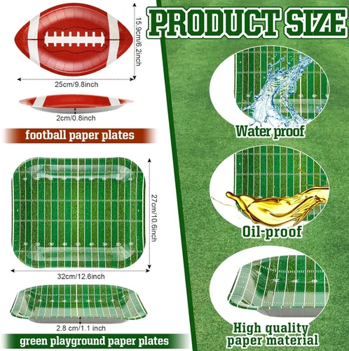 Miniatura 3 de Tanlade 50 platos de papel de fútbol americano, suministros de decoración de fiesta de fútbol, platos desechables, platos para aperitivos, nachos