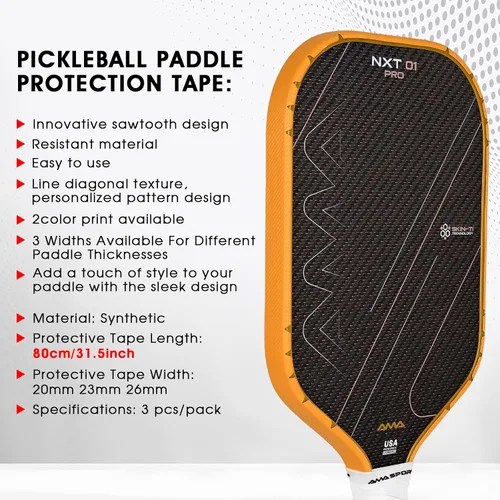 Miniatura 103 de PICKLETECH Cinta de protección de pala de pickleball – Protector de borde de cabeza de paleta – Cinta de protección de borde de raqueta ajuste gris