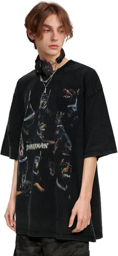 Miniatura 3 de Aelfric Eden Camisetas gráficas Doberman Washed Camiseta VintageLoose Harajuku Summer Tops