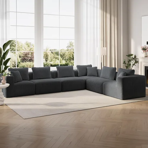 Miniatura 26 de Novilla 141" Sofá seccional modular, sofá seccional moderno en forma de nube con soporte Smarts Coil™, sofá sin huesos en forma de U para sala
