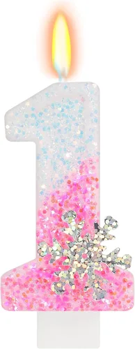 Miniatura 9 de Velas temáticas de cumpleaños de nieve congelada, vela de cumpleaños número 4 para suministros de fiesta, decoración de fiesta de cumpleaños Azul