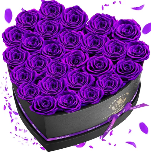 Miniatura 12 de Impouo 16 rosas preservadas en una caja con forma de corazón, flores preservadas, regalos para mujeres, día de la madre, día de San Valentín o día