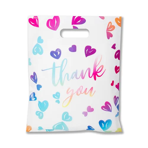 WAKAKO 100 bolsas de agradecimiento pequeñas para negocios, 2.36 mil, mercancía, compras, venta al por menor, para fiesta, ropa, regalo (12.2 x 15.0