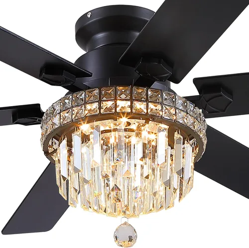 Miniatura 15 de Ventilador de Techo de Cristal Fandelier con Luces - 52" Ventilador Moderno para Exteriores con Control Remoto, Motor AC Silencioso, Iluminación
