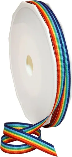 Miniatura 4 de Morex Ribbon Cinta decorativa a rayas de grogrén de poliéster, arco iris, 5/8 pulgadas