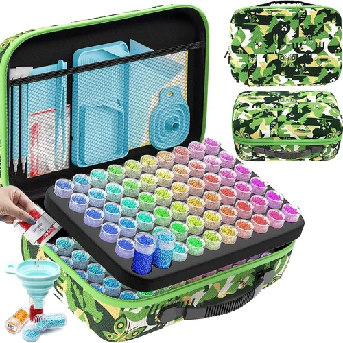 Miniatura 13 de ARTDOT Contenedor de almacenamiento de 30 ranuras para kits de arte de diamantes para adultos, cajas de almacenamiento portátiles de cuentas