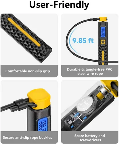 Miniatura 4 de KINTHEA 2 in 1 Smart Jump Rope with Counter and LED Display, Cordless Jumping Rope with Counter for Women, Men, All Age, Adjustable Skipping Rope