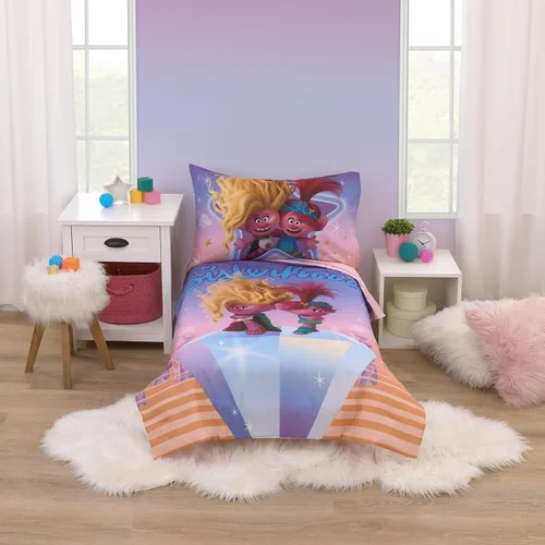 Miniatura 13 de NoJo DreamWorks Gabby's Dollhouse Dream It Up Arcoíris Multicolor Hora de Dormir - Juego de cama de 4 piezas para cama de niño pequeño - Edredón