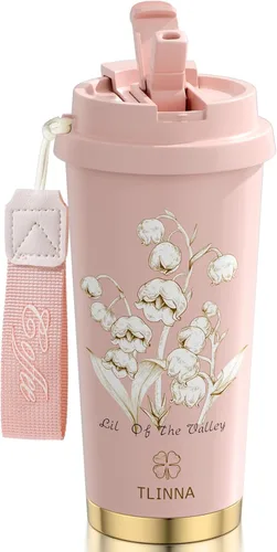 [Tapa 2 en 1] Taza de viaje, taza de café, taza de café, revestimiento de cerámica forrada, acero inoxidable 316, sin BPA, vaso aislado al vacío