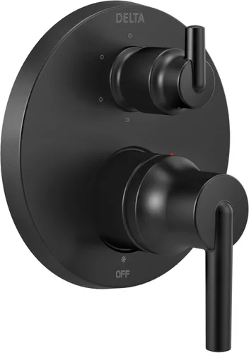 DELTA FAUCET T24959-BL Contemporary Monitor Serie 14 Válvula de ducha integrada de 6 ajustes con desviador, negro mate