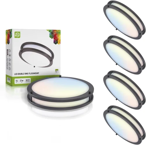 Miniatura 28 de ASD Lámpara LED de techo de montaje empotrado de 18 pulgadas, interruptor de 28 W, 100-277 V, 2750 lúmenes, 3000 K/4000 K/5000 K, regulable, Níquel