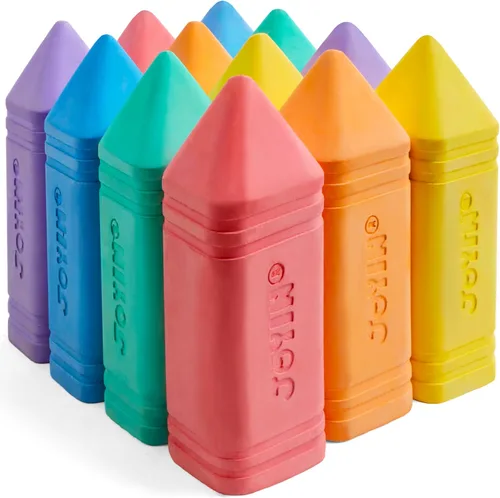JOYIN 12 tizas jumbo para acera con 6 colores, tiza lavable para niños, suministros escolares no tóxicos, juegos al aire libre, accesorios para el