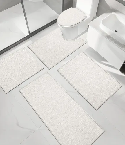 Miniatura 69 de Chakme Juego de 2 alfombras de baño ultrafinas, absorbentes, antideslizantes, lavables a máquina, color negro, 17 x 24 pulgadas / 17 x 30 pulgadas