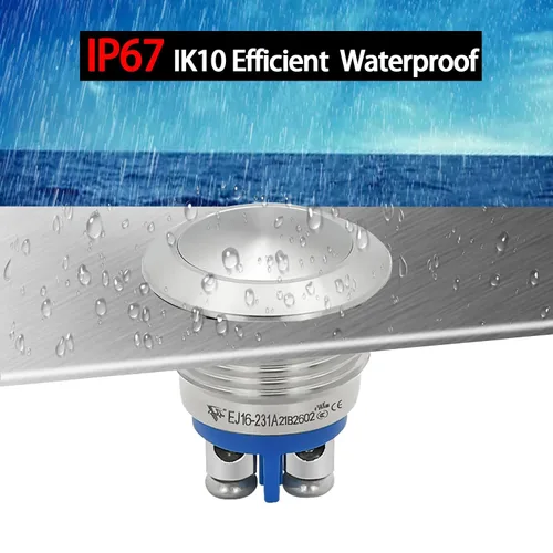 Miniatura 6 de (3 piezas) interruptor de botón momentáneo impermeable IP67 de 16 mm 5/8" con cabeza abovedada de acero inoxidable 304, 5V-250V CC/CA, SPST