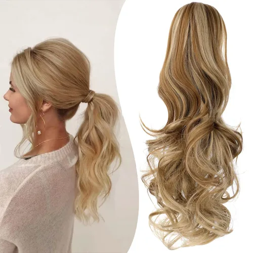 Miniatura 17 de Extensión de cola de caballo con clip de garra, extensiones de cabello ondulado de 18 pulgadas, cola de caballo larga para mujer, extensiones