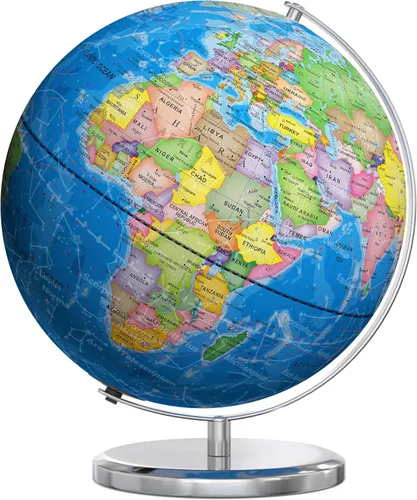 Orionstar Globo mundial grande de 13 pulgadas con soporte, globo educativo para el aprendizaje de los niños, detalles coloridos del mapa del mundo