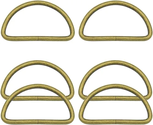Miniatura 21 de 20 piezas de anillos en D de 1" (25mm) soldados de metal fuerte bronce semi-circular para collares de mascotas, hardware, bolsas, anillo de hebilla
