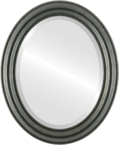 OVALCREST Espejo de pared ovalado biselado para decoración del hogar, estilo Filadelfia, color negro y plateado, dimensiones exteriores de 16 x 20