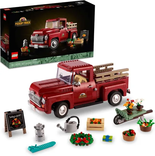 LEGO Icons Pickup Truck 10290 - Juego de construcción para adultos, modelo vintage de los años 50 con accesorios de exhibición de temporada,