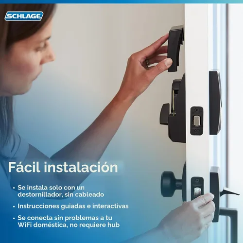 Miniatura 8 de Schlage BE499WB CAM 716 Encode Plus WiFi Cerrojo de seguridad inteligente con cerradura de entrada sin llave y pantalla táctil con moldura Camelot