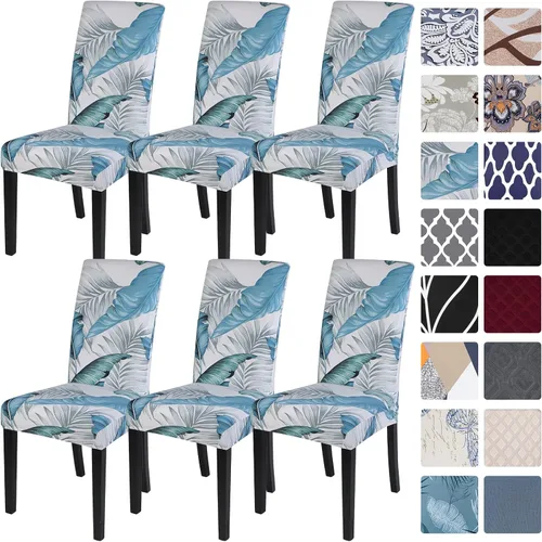 Miniatura 68 de SearchI Juego de 4 fundas para sillas de comedor, elásticas con estampado floral, fundas deslizables para sillas Parsons de spandex, removibles