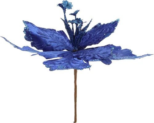 Miniatura 3 de 6 adornos para árbol de Navidad de Pascua con purpurina, flores artificiales de Navidad, accesorios florales con tallo, flores de franela sintética