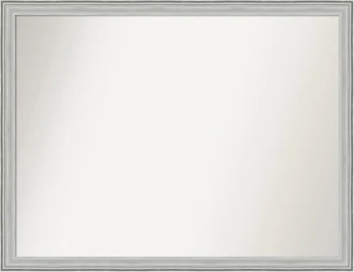 Miniatura 333 de Amanti Art Espejo de baño plateado para sobre fregadero, 25 x 25 pulgadas, espejo de tocador cuadrado estrecho de níquel cepillado, marco de madera