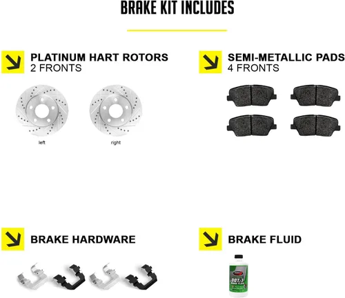 Miniatura 2 de Hart Brakes Kit de frenos y rotores delanteros Pastillas de freno delanteras Rotores y pastillas de freno Pastillas de freno y rotores