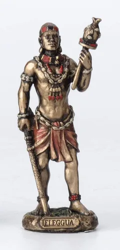 Veronese Design Ellugua Santeria Orisha God of Travelers, Crossroads and Fortune - Estatua de resina fundida pintada a mano con acabado de bronce