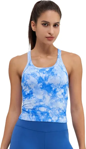 Miniatura 67 de sphinx cat - Camiseta corta de entrenamiento para mujer, camiseta sin mangas, acanalada, con espalda cruzada y brasier integrado