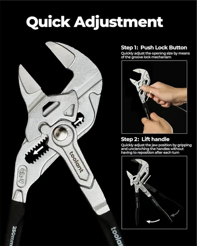 Miniatura 7 de toolant Llave de alicates cromados de 5 pulgadas, llave ajustable CR-V con revestimiento antioxidante, mandíbulas paralelas lisas, agarre