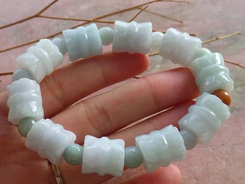 Miniatura 3 de gojade Certified 3 Color 100% Natural A Jade Jadeita Lotus Flower Beads Bracelet Bracelet - Pulsera de cuentas de jade