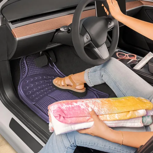 Miniatura 3 de Carbella Alfombrillas de Piso Automotrices para Autos, 2 Piezas Alfombrillas de Piso para Auto Gris Translúcido, Recortables para Ajustar Todo Clima