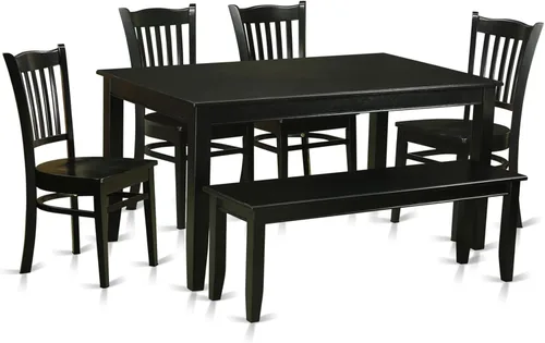 Miniatura 8 de East West Furniture DUGR7-BLK-W - Juego de mesa de cocina de 7 piezas que consta de una mesa de comedor rectangular y 6 sillas de comedor, 36 x 60