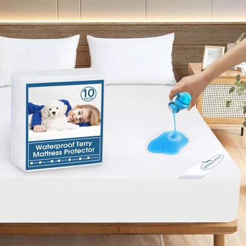 Miniatura 13 de Cubrecolchón de tela de toalla 100% impermeable, para colchones de hasta 18 pulgadas de alto, ultrasuave, silencioso y agradable al tacto, sábana
