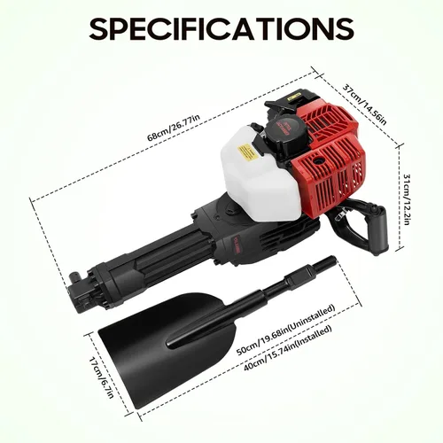 Miniatura 5 de Excavadora de zanja, 52CC de 2 tiempos, excavadora de árboles portátil, máquina de excavadora de gasolina, excavadora de pala, kit de máquina
