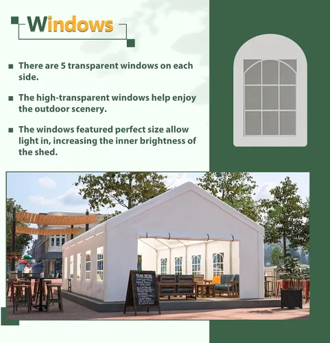 Miniatura 9 de Tienda de campaña para fiestas de 16 x 32 pies con paredes laterales extraíbles y marco de acero de aleación, carpa comercial impermeable al aire