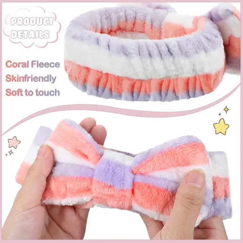 Miniatura 3 de WILLBOND 24 diademas de spa a granel para el cuidado de la piel, para lavado de cara, maquillaje, lazo para lavado facial, toalla de franela suave