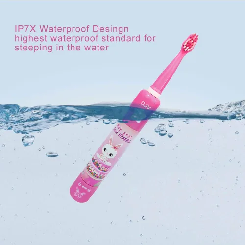 Miniatura 7 de OJV 8620 - Cepillos de dientes eléctricos musicales para niños, 3 modos, temporizador de 2 minutos, 6 cerdas recargables, energía inteligente, Rosa