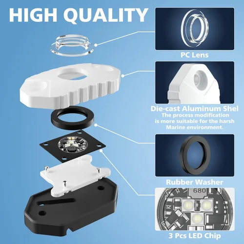 Miniatura 5 de Luces LED para Interior de Barco, Cubierta Marina Cockpit, Luz de Cortesía, IP68, Impermeable, Iluminación Subacuática para Barco de 9-36V para Azul