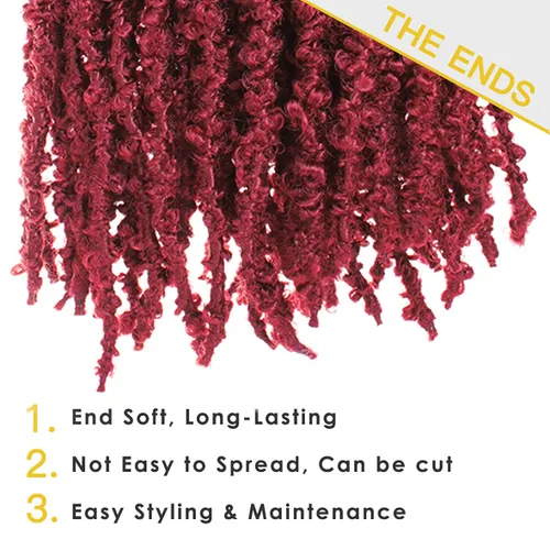 Miniatura 16 de ZRQ Butterfly Locs Cabello de Ganchillo Corto 6 Paquetes Negro Cabello Bob de Ganchillo 8 Pulgadas Locs Sintéticos Desordenados Desgastados Trenzas