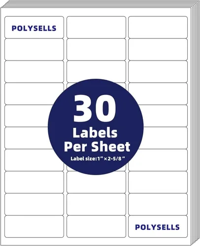 POLYSELLS Etiquetas de dirección autoadhesivas de 1 pulgada x 2-5/8, etiquetas de envío en blanco 30UP, FUSKU, etiquetas de correo de Logística de