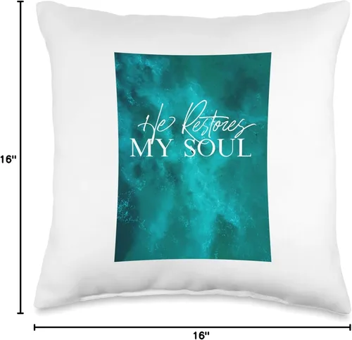 Miniatura 4 de Words of Light He Restores My Soul - Almohada (16 x 16 pulgadas), multicolor