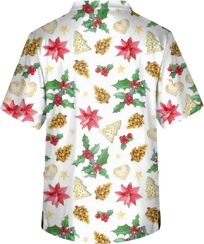 Miniatura 2 de Camisa estampada de Navidad para hombre, cuello en V, suave, elástico, uniforme de trabajo con tres bolsillos