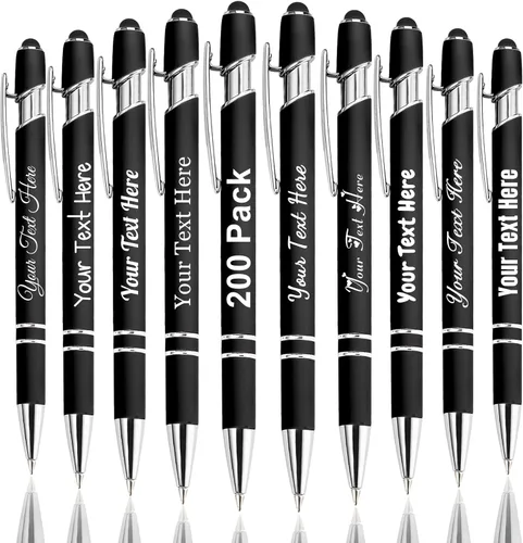 Miniatura 28 de Hasta 300 bolígrafos personalizados a granel con nombre personalizado con grabado gratis, puntas de lápiz capacitivo grabado, bolígrafo