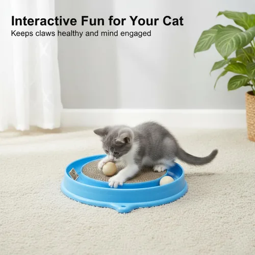 Miniatura 3 de AUOON Juguete Rascador para Gatos - Almohadilla Rascadora para Gatos con Pista de Pelota de Juguete para Gatos y Juguete de Ratón de Peluche