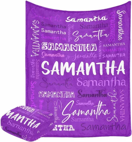 Miniatura 23 de Manta personalizada con nombre con fuente diferente y colorida para niños, mujeres y hombres, divertida decoración personalizada para el hogar, cama