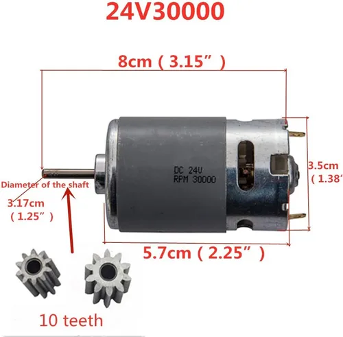 Miniatura 2 de Motor eléctrico de 24 V 30000 RPM Motor de 24 voltios Motor de accionamiento accesorio para coche niños paseo en juguetes piezas de repuesto