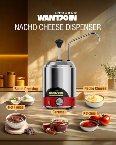 Miniatura 2 de WantJoin Dispensador de queso para nachos con bomba - 2.6 Qt de queso con bomba de acero inoxidable, control de temperatura de 86-185°F, calentador