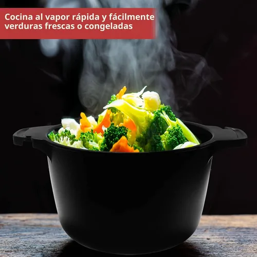 Miniatura 4 de Utensilios de cocina profesionales grandes para microondas de 2 cuartos, vaporera de microondas para verduras, cocinador para microondas - sin BPA